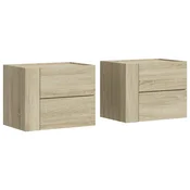 Vidaxl Stenska nočna omarica 2 kosa sonoma hrast 45x30x35 cm