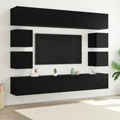 Set TV komoda Zidne 8 pcs Crni hrast Konstruirano drvo