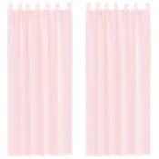Vidaxl Voile zavese z zankami 2 kosa svetlo roza 140x260 cm