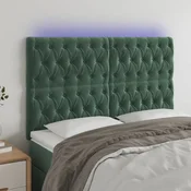 Vidaxl vidaXL Vzglavje postelje z LED diodo temno zeleno 160x7x118/128 cm