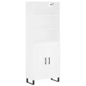 Vidaxl Visoka omara bela 69,5x34x180 cm inženirski les