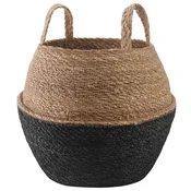 Saksija za biljke s ruckama Crna O 32 x 32 cm 100% morska trava