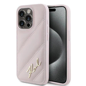 slomart Etui Karl Lagerfeld Diagonal Quilted Script za iPhone 15 Pro Max - roza