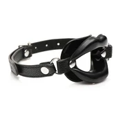 XR Brands Labios Jugosos Silicone Open Mouth Gag Black Adjustable Strap AH540-BLACK