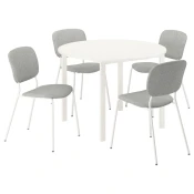 VIHALS / VIHALS Sto i 4 stolice, bela bela/bela Tibbleby bežsiva, 107 cm
