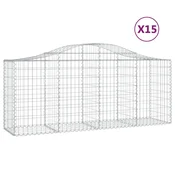 Vidaxl Obokane gabion košare 15 kosov 200x50x80/100 cm cinkano železo