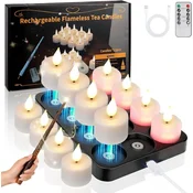KIKILIVE Komplet 12 polnilnih LED čajnih lučk s čarobno palico