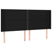 Vidaxl Vzglavje z ušesi črno 163x16x118/128 cm blago