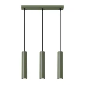 SOLLUX lighting Moderna viseča svetilka, olivno zelen trak, tri cevi, 30 cm, za jedilnico, kuhinjo, nad otokom, 3xGU10 10W LAGOS Sollux Lighting