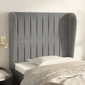 Vidaxl Vzglavje z ušesi svetlo sivo 83x23x118/128 cm žamet