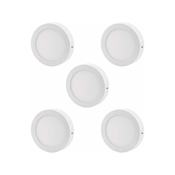 Avide 5x alu led nadgradni panel okrogli 18w nevtralno bela 4000k