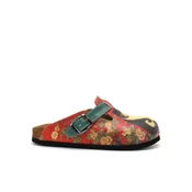 Goby Cokle Women Calceo Red Clogs WCAL5430 with cat design rdeča