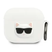 Karl Lagerfeld KLACA3SILCHWH silikonski ovitek za AirPods 3 bel/bel Choupette