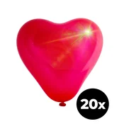 Aga4Kids Lateksni balon Srce z LED diodo Rdeč 25 cm 20 kos