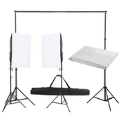Vidaxl Komplet za foto studio z lučmi in ozadjem