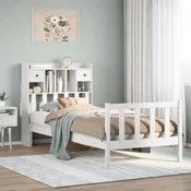 vidaXL vidaXL Knjižna postelja brez vzmetnice bela 75x190 cm trdna borovina, (21670809)