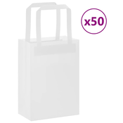Papirnate vrecice 50 kom s ruckama bijele 15x8x21 cm