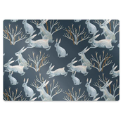 Decormat Podloga za stol Beli zajci 140x100 cm 2 cm