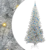 Vidaxl Božično drevo med 300 LED z stojalom srebrna 240 cm PET