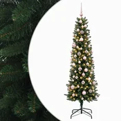 Vidaxl Umetno ozko božično drevesce z božično kroglico 180 cm 300 LED