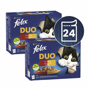 Vrečke FELIX Fantastic Duo, okusen izbor hran v želatini 24x85 g