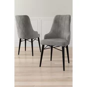 Hanah Home Set stolica Neta, 46x95x42 cm, 6 komada, Sivo-crne
