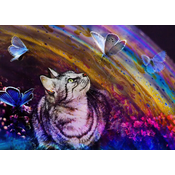 Grafika - Puzzle Cat and Butterflies - 500 kosov