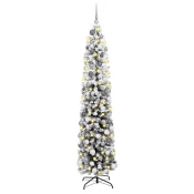 Vidaxl Ožje božično drevo 300 LED & set žogic & zmrznjen sneg Zelena 180 cm