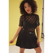 Trendyol Curve Black Knitted Plus Size Lace Blouse