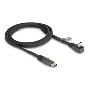 Delock USB 2.0 ravni kabel USB Type-C muški - USB Type-C muški USB Type-C muški kutni PD 3.0 60 W 1 m crni