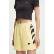 Kratke hlače adidas Tiro za žene, boja: žuta, s aplikacijom, visoki struk, IX3729