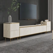Hanah home TV Komoda Imaj Bež-Zlatna