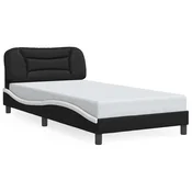 Vidaxl Posteljni okvir brez vzmetnice Hvar črn in bel 100x200 cm umetno usnje