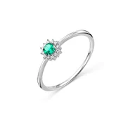 DIAMANT LETERNEL Prstan Ring aus 375 Weißgold mit Diamant mit Smaragd srebrna