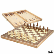 Ploca za Šah i Dame Colorbaby Backgammon Drvo (4 kom.)