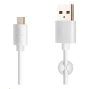 Fiksni podatkovni in polnilni kabel, USB-A -> USB-C, 20 W, 2 m, bel