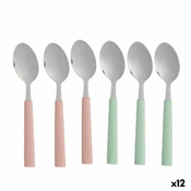 Set Žlica Desert Zelena Roza Srebrna Nehrdajuci Celik Plastika 15,7 cm (12 kom.)