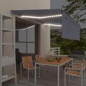 Tenda na rucno uvlacenje s roletom LED 4 x 3 m plavo-bijela
