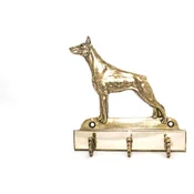 shumee Doberman, Dobermann I - obešalnik za ključe s psom, medeninasto držalo za pasje dodatke, elegantna dekoracija hodnika znamke Art-Dog