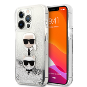 Maska za telefon Karl Lagerfeld Hc Liquid Glitter 2 Heads za iPhone 14 Pro 6.1 srebrna (KLHCP14LKICGLS)
