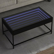 Stolic za kavu s beskonacnim LED svjetlima crni 90x50x41 cm