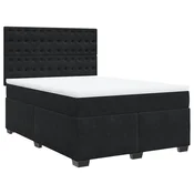 Vidaxl Box spring posteljni z vzmetnico črn 140x190 cm žamet