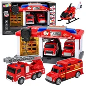 slomart Lean Toys - Garaža za gasilce s helikopterjem in kratkofalovko