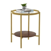 STOL AMAL 45x45x50 cm metal/staklo/mdf zlatno