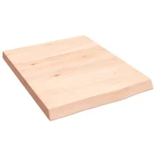 Vidaxl Stenska polica 40x50x(2-4) cm neobdelana trdna hrastovina
