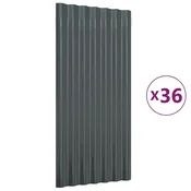 Vidaxl Strešne plošče 36 kos. cinkano jeklo antracit 80x36 cm