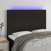 Vidaxl vidaXL Vzglavje postelje z LED diodo črno 144x5x118/128 cm blago