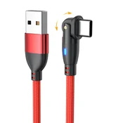 INF 2-Pack USB na Type-C 180° vrtljiv polnilni podatkovni kabel - najlonsko pleten Red 3 m, (5000276527)
