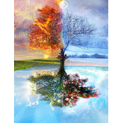 Norimpex - Puzzle Diamantna slika: Drevo štirih letnih časov 30x40cm - 1 - 39 kosov