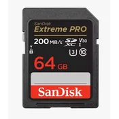 Pomnilniška kartica SANDISK, Extreme Pro SDXC, 64GB, SDSDXXU-064G-GN4IN, class 10 V30 UHS-I U3